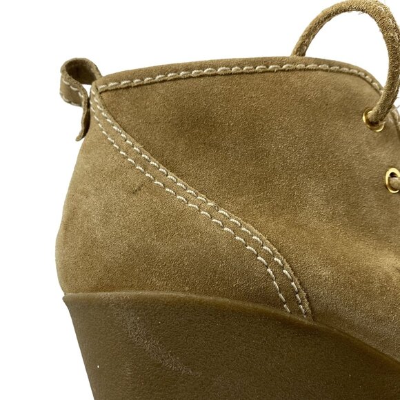 Report Women  9 Anika Preppy Boho Chic Classic Tan Suede Lace-Up Wedge Boots NWB - Picture 16 of 16